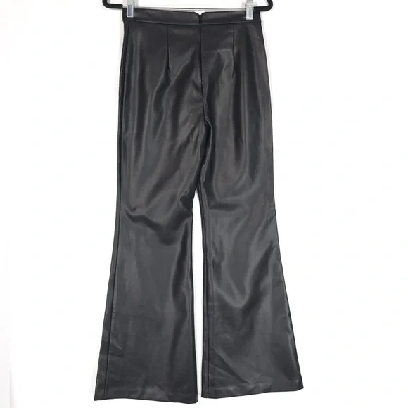 Anthropologie Hutch FAUX LEATHER Pants Flare Black Size‎ 4